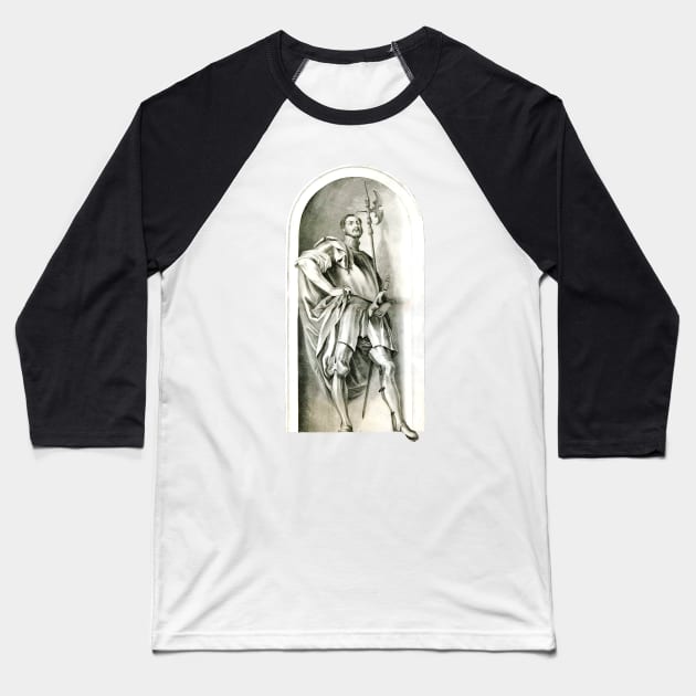 Medieval warrior wearing plate armor and halberd Baseball T-Shirt by Marccelus